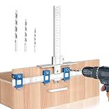 King&Charles Cabinet Hardware Jig, Metal Cabinet Handle Jig with 3pcs Point Wood Drils Bits - Use for Handles Pulls Knobs on Drawers/Doors, Wood Drilling Dowelling Guide Set.