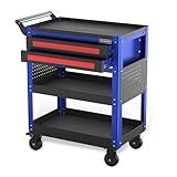 WORKPRO Premium 28" 2-Drawer Rolling Tool Cart, Heavy Duty Utility Industrial Service Cart Storage Organizer with Wheels and Locking System, for Mechanic, Warehouse, Garage, Workshop, 400 lbs Load