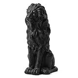 Glitzhome Guardian Sitting Lion Garden Statue MGO Outdoor Decoration, 27.75" H, Black