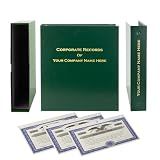 Corporate Kit (Green) - Binder, Slipcase, Minutes & Bylaws, Stock Certificates with Stubs & Customizable Index Tabs