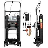 Electric Stair Climbing Dolly, 1250W Electric Stair Climbing Hand Truck, 900lbs Max Load Capacity, 3 Mode Folding Stair Climber Hand Trucks with Telescopic Handle for Moving Furniture (Black+Silver)