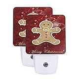 Futterya Plug-in LED Night Light, Christmas Gingerbread Man Cookie Set of 2 Dusk-to-Dawn Auto Sensor Decor Lamp