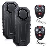 WSDCAM 113dB Loud Anti Theft Vibration Sensor Alarm Systems for Electric Bike Motorcycle Golf Car Trailer Mailbox Garage Door Waterproof Home Security Bike Accessories Bike Alarm with Remote (2pack)