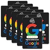 Google Review Tap Card by Revuzee (10 Pack) with QR Code | NFC and Custom QR Code Sign for Business | Includes Analytics and Customizable Landing Page | Same Size as a Standard Credit Card | Black