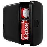 EUHOMY Mini Fridge, 4 Liter/6 Can Compact Refrigerator, AC/DC Portable Cooler & Warmer for SkinCare, Food and Drinks, Mini Fridge for Bedroom, Office, Car & Dorm, Black
