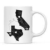 Andaz Press 11oz. Coffee Mug Long Distance Gift, Texas and California, Black and White Modern, 1-Pack, Moving Away Graduation University College Gifts California To Texas Mug California Mug