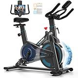 Exercise Bike, Wenoker Magnetic Stationary Bike for Home App Sync Indoor Bike with Adjustable Seat and Handlebar, Transport Wheels and Fitness Courses for Weight Loss