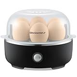 Elite Gourmet EGC115B Easy Egg Cooker Electric 7-Egg Capacity, Soft, Medium, Hard-Boiled Egg Cooker with Auto Shut-Off, Measuring Cup Included, BPA Free, Classic Black