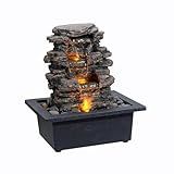 MAOCHI Tabletop Water Fountain, Home Décor Soothing Sound Machine with Automatic Pump, Deep Basin and Natural River Rocks. Indoor Zen Relaxation for Office, Living Room, or Bedroom Décor.