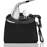 XINQIDAI Golf Club and Golf Ball Cleaning Bag - Cleans Club Grooves, Golf Bag Accessories,Waterproof Clean Face Tech, Detachable Clip, Machine Washable,Golfer Gifts for Men(1-Pack,BLACK)
