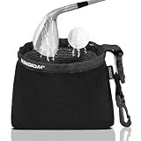 Waterproof Golf Club Cleaner Bag and Golf Ball Washer with Clip, Black