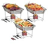 Alpha Living Disposable Chafing Dish Buffet Set, Food Warmers for Parties, Fuel Cans Complete Set, Half Size Pans, Warming Trays (3 Pack)