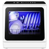 EUHOMY 6 Programs Countertop Dishwasher, Portable Dishwasher with 5L Built-in Water Tank & Inlet Hose, Mini Dishwasher for Apartments and RVs, High-Temp & Air-Dry Function, No Hookup Needed, Black