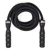 Rx Smart Gear Drag Jump Rope w/Non Slip Ergonomic Handles - Weighted Polypropylene Rope for Fitness & Exercise, Cardio Workout | Speed Jumping Rope for Men & Women WOD (Black, Medium)