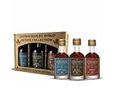Crown Maple Artisan Trio Collection in Petite 50ML (1.7 Fl. Oz.) Window Box featuring Bourbon Barrel Aged, Madagascar Vanilla Infused, and Cinnamon Infused Organic Maple Syrup