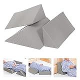 Fanwer Bed Wedges & Body Positioners (3 in 1), 40 Degree Wedges for Bed Positioning,Positioning Pillows for Elderly, Wedge Pillow for Bed Sores, Side Sleeping, After Surgery,Back Pain,Grey