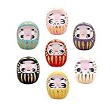 EDOYA Daruma Dolls (Set of 7) Japanese Good Luck Fortune Multicolor Figurine Ornament Traditional Charms