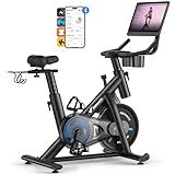 MERACH Exercise Bike, Magnetic Resistance Stationary Bike with Screen, 300lbs Indoor Cycling Bike with Exclusive App, Comfortable Bike Seat, Tablet Mount and Fitness Courses for Weight Loss