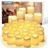 SHYMERY Flameless Votive Candles,Flameless Flickering Electric Fake Candle,24 Pack 200+Hour Battery Operated LED Tea Lights in Warm White for Wedding, Table, Halloween,Christmas Decorations 1.5"X1.7"