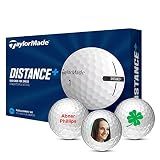 Taylormade Distance + Custom Golf Balls, Personalize with Logo, Picture, Text (1 Dozen)