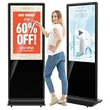 49 Inch Digital Signage Display,Indoor Floor Standing TouchScreen Advertising Display Kiosk Android System,Commercial LCD Totem Support HDMI-in,Free Customization Stickers and CMS System(Black)