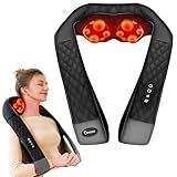 Shiatsu Neck and Back Massager with Heat, Neck and Shoulder Massager, 4D Deep Tissue Kneading Massage for Leg, Full Body Muscle Pain Relief, Ergonomic Design, Ideal Gifts for Women Men, Not Cordless