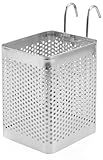 Dishwasher Chopstick Basket – 2.87"x2.87"x4" Stainless Steel Utensil Holder | Rust-Resistant Perforated Caddy with Hooks for Organizing Chopsticks, Teaspoons & Kitchen Tools, Great Valentines Day Gift
