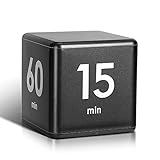 Weewooday Cube Timer, Gravity Sensor Flip Timer for ADHD Productivity, Classroom Kitchen Study Workout Cooking Desk Timers for Time Management, 15 20 30 60 Minutes Countdown Tool(Black)