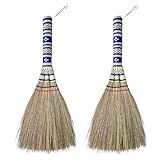 2 Piece Small Whisk Broom Handheld Brush Whisks Away Dust, Dirt & Debris Brush Hanger for Easy Storage Perfect for Indor Outdoor and Car - Short of Asian Whisk Broom (staw Soft Broom)