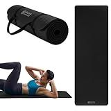 Gaiam Essentials Thick Yoga Mat Fitness & Exercise Mat with Easy-Cinch Carrier Strap, Black, 72"L X 24"W X 2/5 Inch Thick