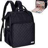 HOMEST Crochet Bag Organizer, Large Capacity Yarn Storage, Knitting Bag for Carrying Projects, Crocheting Hooks, Suppliers, Needles and Accessories, Black