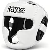 Raytos Boxing Headgear for MMA, Muay Thai, Wrestling & Sparring - Professional Training Equipment for Adult Men & Women (White)