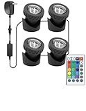 Colored Pond Lights with Timer, RGB Fountain Light IP68 Waterproof, Dimmable Outdoor Landscape Lights Fish Tank Pond Fountain Garden, 4 in Set