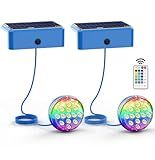 Skairipa Solar Pool Lights, Solar Powered Submersible LED Lights with Remote IP68 Waterproof Swimming Pool Lights 16 Colors Underwater Pool Lights for Above Ground Inground Pool, Pond (Blue, 2 Pack)