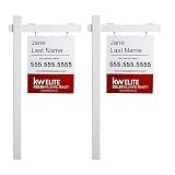Kdgarden Vinyl PVC Real Estate Sign Post 6ft. Tall (4"x 4"x 72") Realtor Yard Sign Post for Open House and Home for Sale, 36" Arm Holds Up to 24" Sign, White with Flat Cap(No Sign), 2-Pack