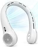 Hssio Neck Fan with 4000mAh Rechargeable Battery & LED Display, Portable Personal Cooler for Women/Men, 3-Speed Bladeless 360° Cooling Fans, Stylish Gift for Gym/Travel/Office, White