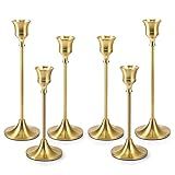Bochino Candlestick Holders Taper Candle Holders - Gold Candlestick Holder Set of 6 Candle Stick Holders kit Classic Decorative Candle Stick for Christmas, Wedding, Party, Dinner Tables,Home Décor