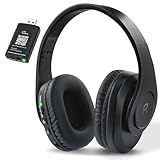 WallarGe Wireless Headphones for TV Watching, Comfortable for Seniors with Bluetooth 5.3, Easy Setup Headphones with USB Transmitter, 25 Hours Play and No Audio Delay