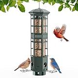 WLNYUGS Squirrel Proof Bird Feeder for Outdoors, Chew-Proof & Weather Resistant, 3 Port, Gravity Spring Hanging Metal Bird Feeder, 3LB Large Capacity, Attract Wild Birds