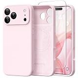 GolbinBox Magnetic for iPhone 17 Pro Case, Compatible with MagSafe, [Full Camera Protection] [Screen Protector], Silicone Shockproof Phone Cover with Anti-Scratch Microfiber Lining, Chalk Pink