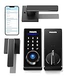 Philips Smart Lock with Handles, Keyless Entry Door Lock Set, Smart Door Lock with 2 Level Handles, Digital Keypad Deadbolt for Front Door, App Fingerprint PIN Code Unlocking, Auto Locking