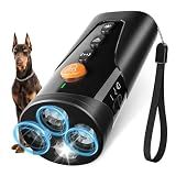 Dog Bark Deterrent Device, 3X Ultrasonic Anti Barking Device 6 Modes Dog Trainer Rechargeable & Portable Safe Bark Control Indoor Outdoor for All Dogs with LED Flashlight - Black