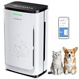 Pet Air Purifier Large Home 4200 sq ft, Suck up Floating Cat Dog Hair Dander, 7-Stage H13 HEPA Anion Activated Carbon Filter, Air Purifiers with APP for Odor Allergies Smoke Dust, Zero Ozone, P339