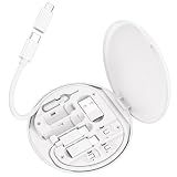 Multi USB Charging Adapter Cable Kit, USB C to iOS Device for Travel, Conversion Set USB A & Type C to Male Micro /Type C/iOS Device, Data Transfer, Card Storage, Tray Eject Pin, Phone Holder (White)