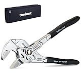 toolant 7-Inch Chrome Plated Pliers Wrench, CR-V Adjustable Wrench with Anti-Rust Coating, Smooth Parallel Jaws, Rubber Anti-Slip Grip and Storage Pouch for Home Repair, Plumbing, Nuts, Water Pipes
