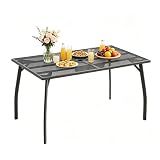AECOJOY Outdoor Patio Dinning Table for 6, 51"x31" Rectangular Metal Steel Patio Outdoors Tables with 1.73" Umbrella Hole All Weather-Resistant for Lawn Backyard Garden, Porch Dark Grey
