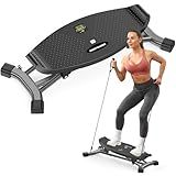 Balance Board for Full Body Workout, Wobble Board with LCD Monitor & Resistance Bands, 300 lbs Capacity Portable Rocker Board for Home Gym, Cardio, Core & Leg Training (Grey)