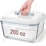 Large Glass Storage Containers with Lids, Extra Large Glass Food Containers for Rotisserie Chicken/Turkey and Potluck, Giant Watermelon Container, XL Big Bowl Freezer Storage Container Airtight 200oz