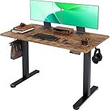 Claiks Electric Standing Desk, Adjustable Height Stand up Desk, 24x48 Inches Sit Stand Home Office Desk with Splice Board, Black Frame/Rustic Brown Top