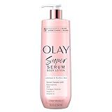 Olay Super Serum Hand & Body Lotion for Dry Skin, 24hr Long Lasting Hydration, 5+ Ingredient Serum Complex for Bright Even Firm Luminous Skin, Sweet Vanilla & Soft Wood Scent, 18.5 fl oz